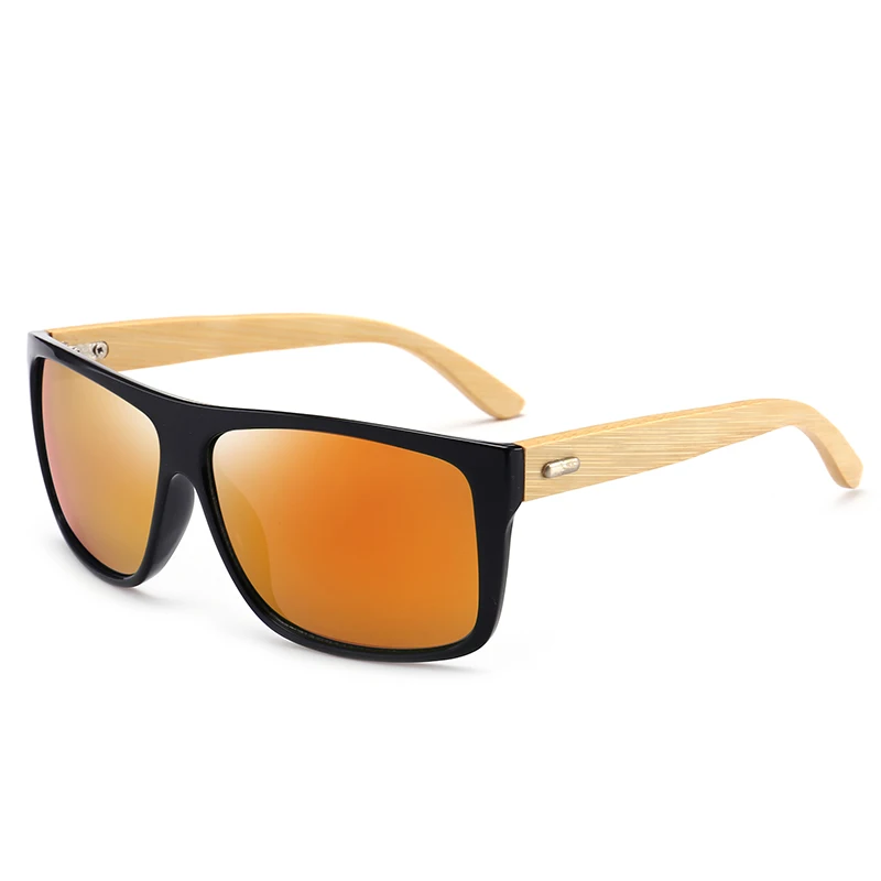 

wholesale classic design custom logo square frame sun glasses unisex with rivet nail mirror shades bamboo sunglasses