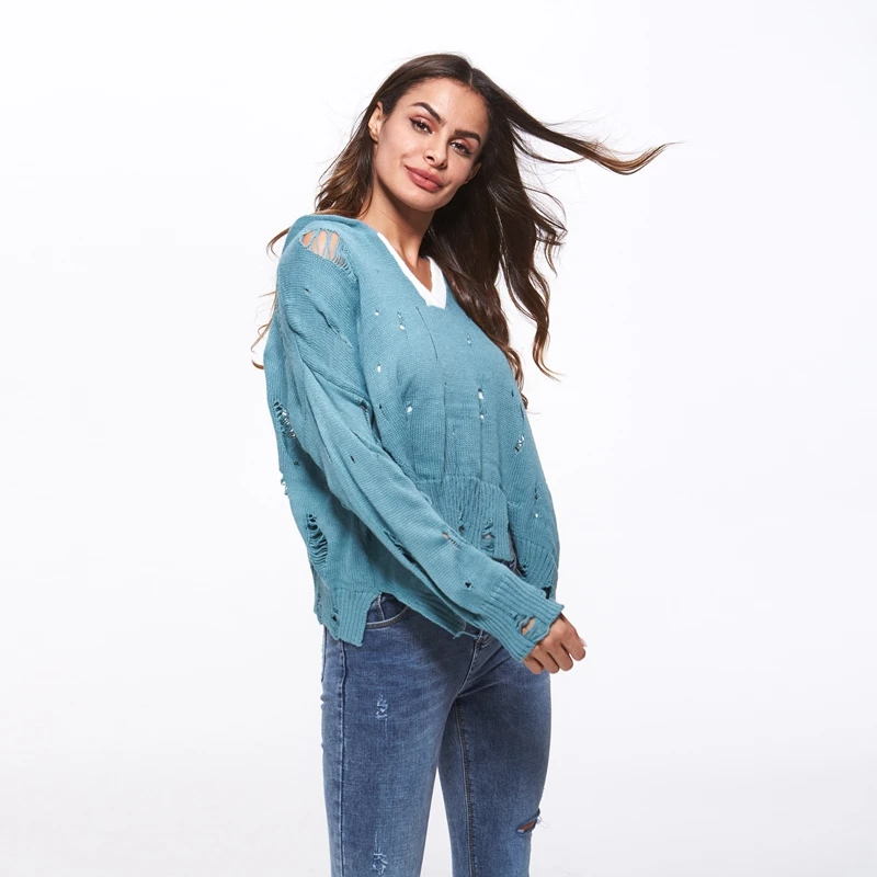 Camel Hollow Out Splicing Online V Neck Long Sleeve Women Crop Top Sweater 2018 - Buy Women Crop 