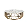 French-style white marble top metal frame coffee table