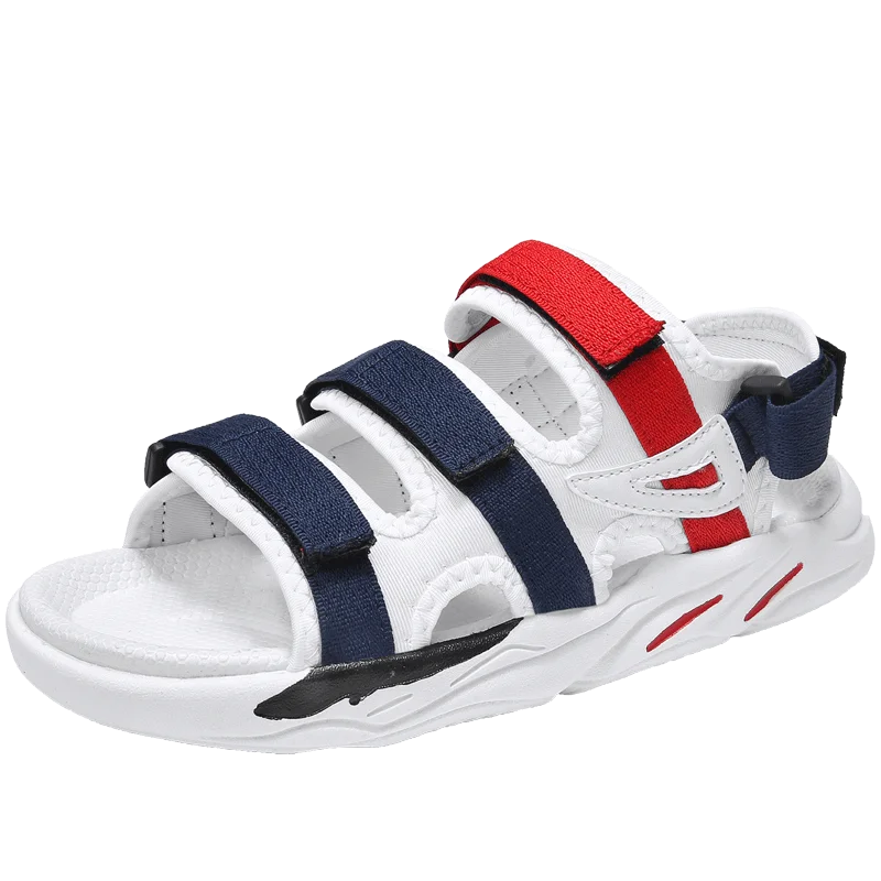 

casual light weight fiat buckles mesh man adult summer sandals, Black,blue-red,camouflage
