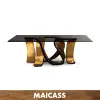 Fashionable broken gold leaf with high gloss finish dining table