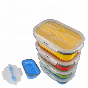 Image of Yangjiang factory foldable fresh food storaged box silicone collapsible lunch box