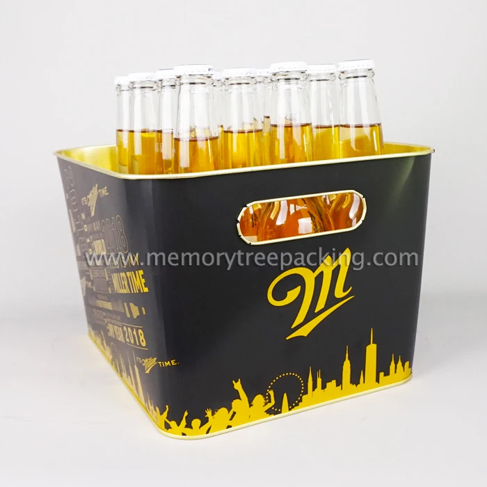 

Hot sale large square custom metal beer wine ice bucket, Black