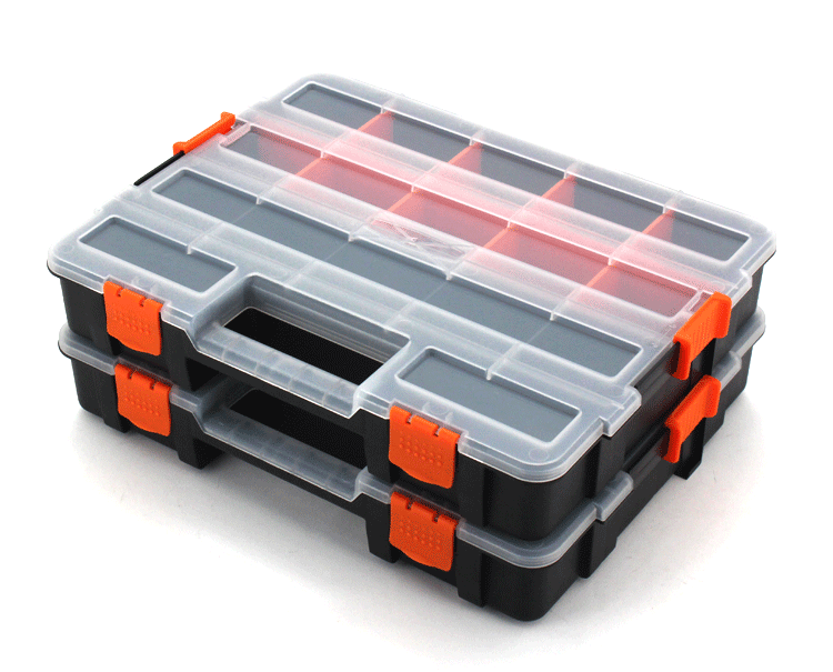 17-compartment Interlocking Organizer Plastic Tool Box Organizer Black ...