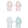 Solid color embroidered silk gowns Sleeve kimono silk satin sexy ice silk bathrobes