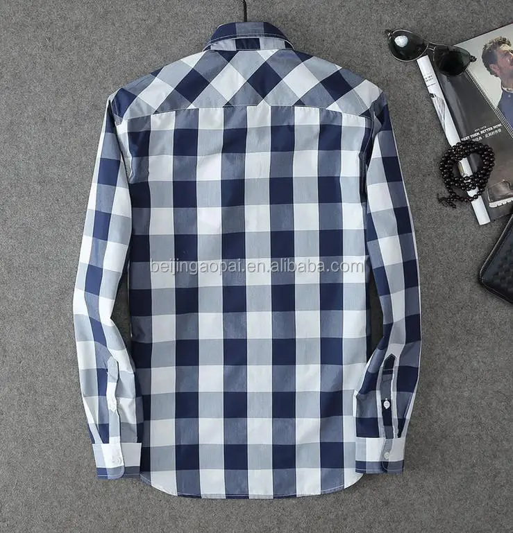 
2020 shirt factory brand names fashion blue mens plaid flannel shirts 