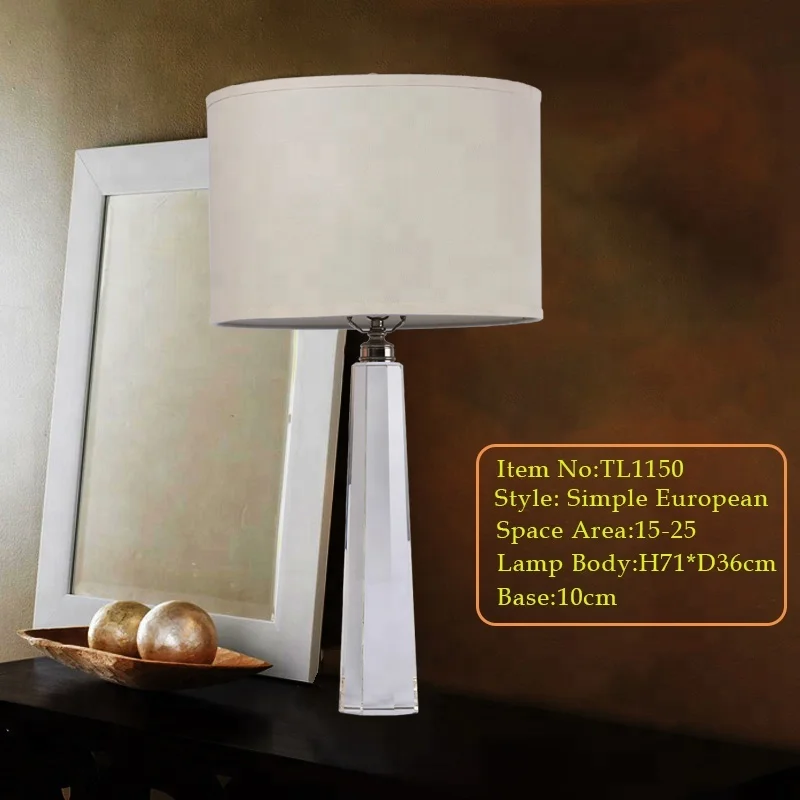 Crystal simple decorative table lamp with lampshade for home hotel bedside lighting