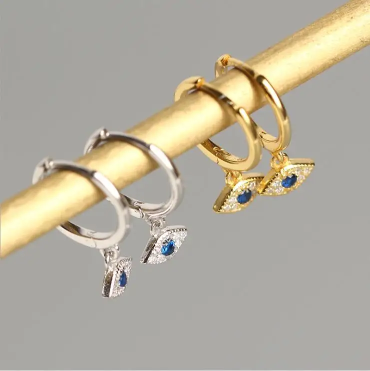 

2020 Minimalist Jewelry Sterling Silver 18k Gold Dangle Dainty Charm Small Huggie Hoop Earrings with Eye