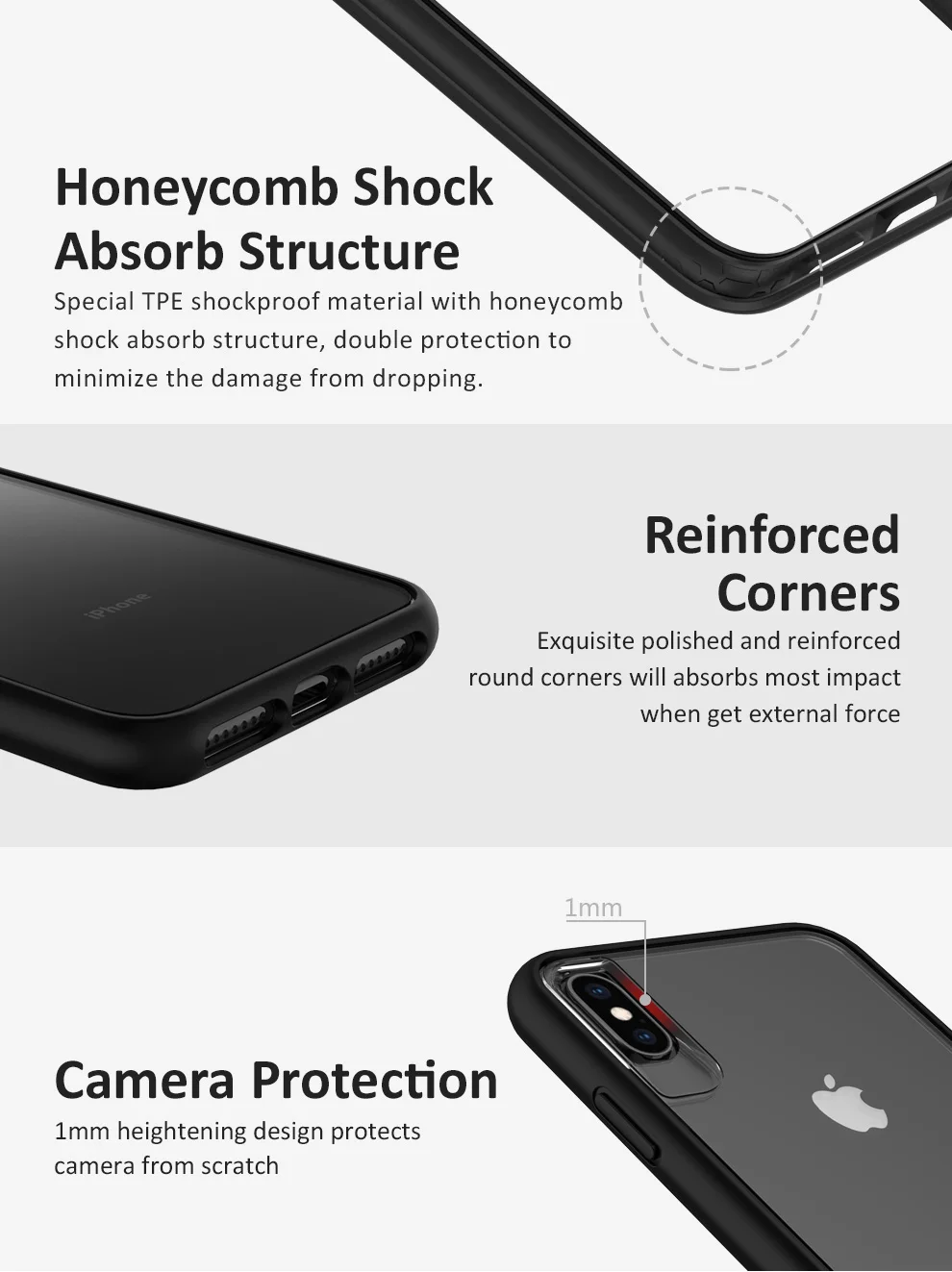 Military Grade SGS anti-drop mobile phone accessories shell for iPhone X Xs