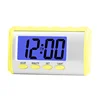 Yellow handy small German talking clock with snooze