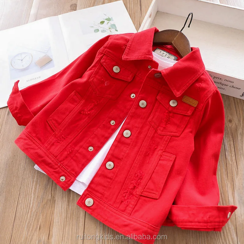 kids red denim jacket