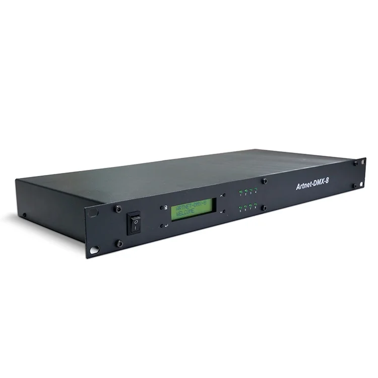 Artnet-DMX-8;ArtNet into DMX converter;convert the Artnet network data package into DMX512 data;512channel *8 ports controller