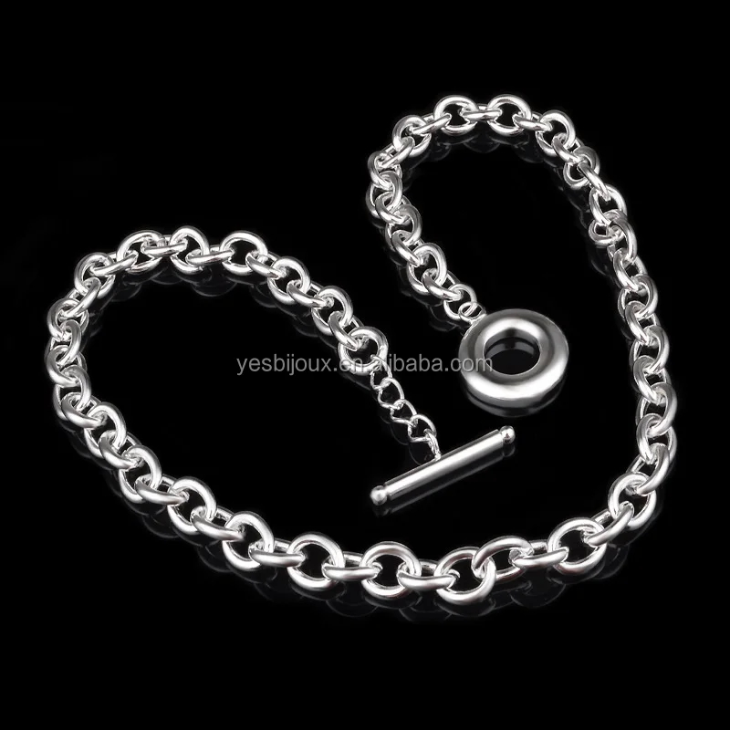 

silver plated necklace toggle silver chain necklace female jewelry