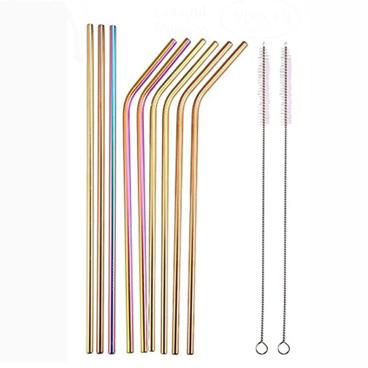 

2019 Amazon Hot Sale New Product Reusable Food Grade Colorful 304 Stainless Steel Drinking Metal Straw Custom Logo, As the picture