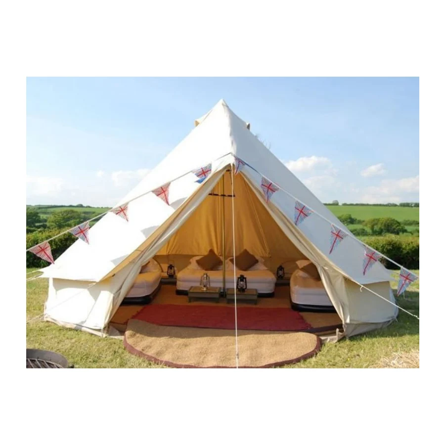 

100% Cotton Canvas 5M Heavy Duty Camping Bell Tent, Beige