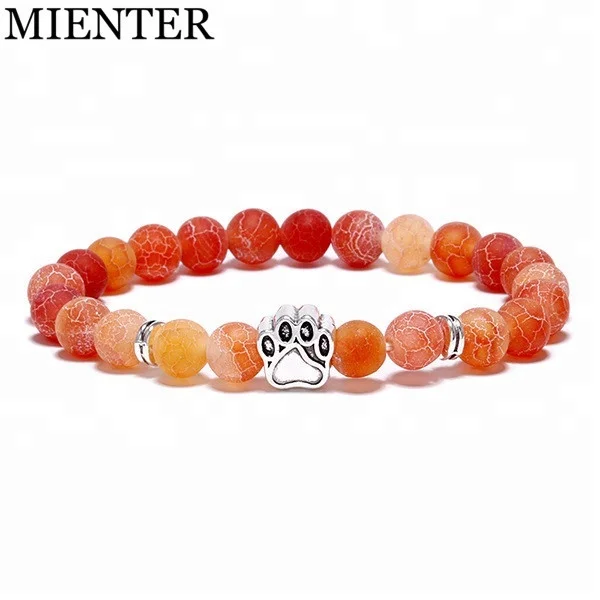 

Wholesale New Fashion women jewelry Colorful Wind Fossils Dog's Paw Charm Natural Stone Bracelet, Picture