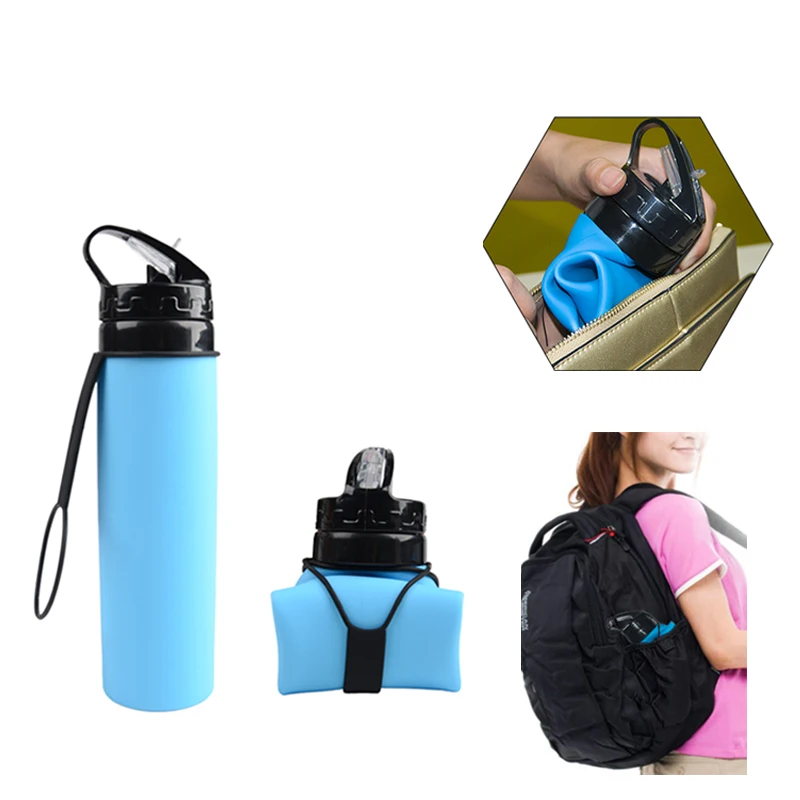 

Bpa Free Leak-Proof Sports Waterbottle Foldable Collapsible Water Bottle, Black/pink/orange/green/blue