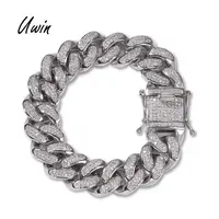 

Wholesale 20mm Hiphop Iced Out Stainless Steel Zirconia Miami Cuban Link Chain Bracelet for Man Gold Trendy Fashion Jewelry