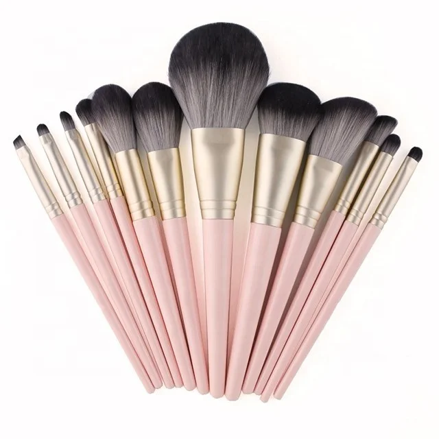 

Cruelty Free Vegan Makeup Brushes Custom Logo Light Pink Multifunctional 12 pcs Makeup Brush Set, Pink/white