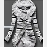 

ecowalson Women Plus Size Cashmere Knitted Long Sleeve Jacket Cardigan Hooded Thickening Coat