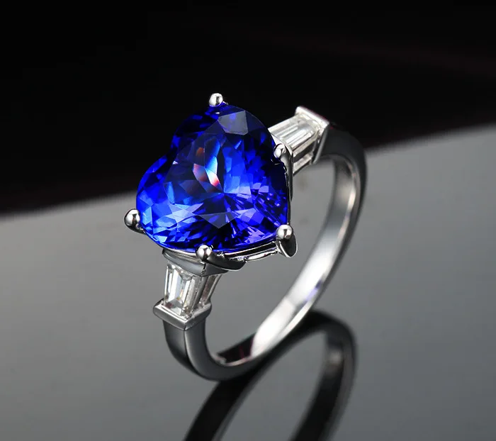 heart shaped tanzanite and diamond ring