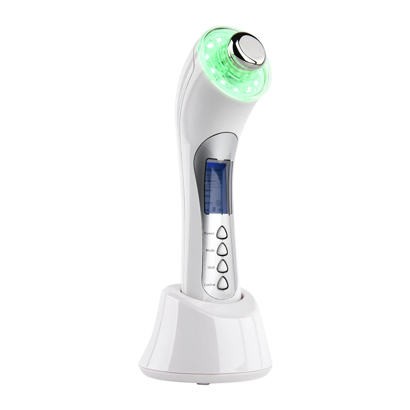 Rechargeable 5 in 1 Ultrasonic Galvanic Ion Photon Bio-Wave Massage Skin Lifting Double Chin Remove Face and Body Care Massager