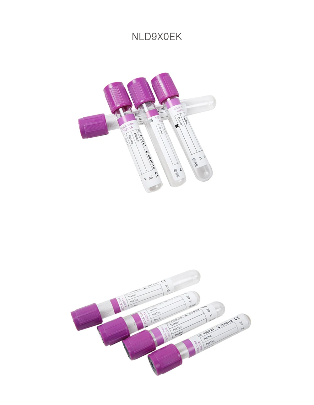 1ml 4ml 9ml 10ml Pet Glass Vacuum Purple Top Colors Edta Additive Blood