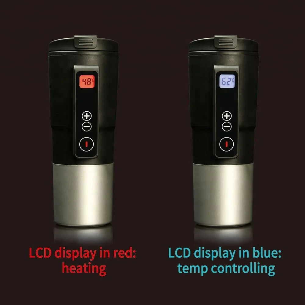 Temperature Control Travel Tumblerredsalmon Auto12v Smart Electric Heated Coffee Mug With Lcd