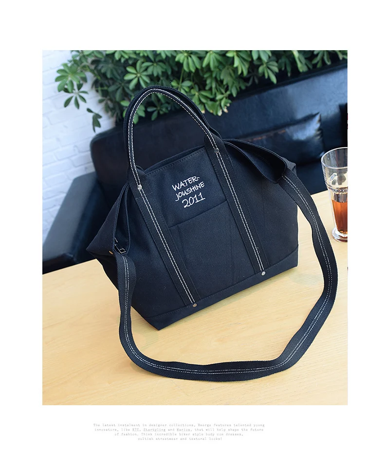 

Custom printed black cotton tote bag with single shoulder, Any color from our color card