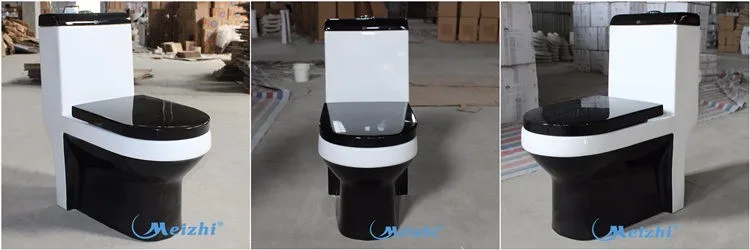 Home Porcelain Sanitary Ware Siphonic Women Stool Wc Black Color Toilet