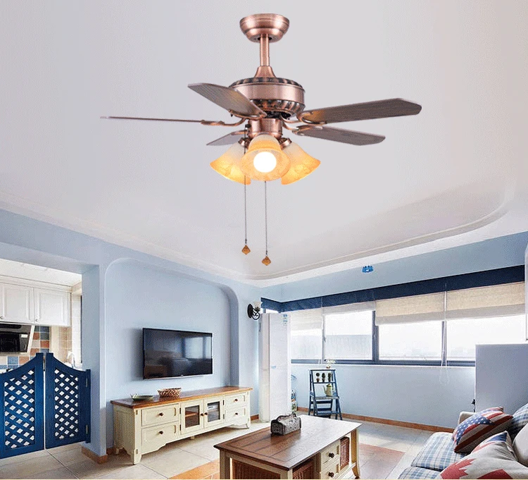 Pendant Decoration Living Room Fan Light Rope Control Ceiling Fan With Light