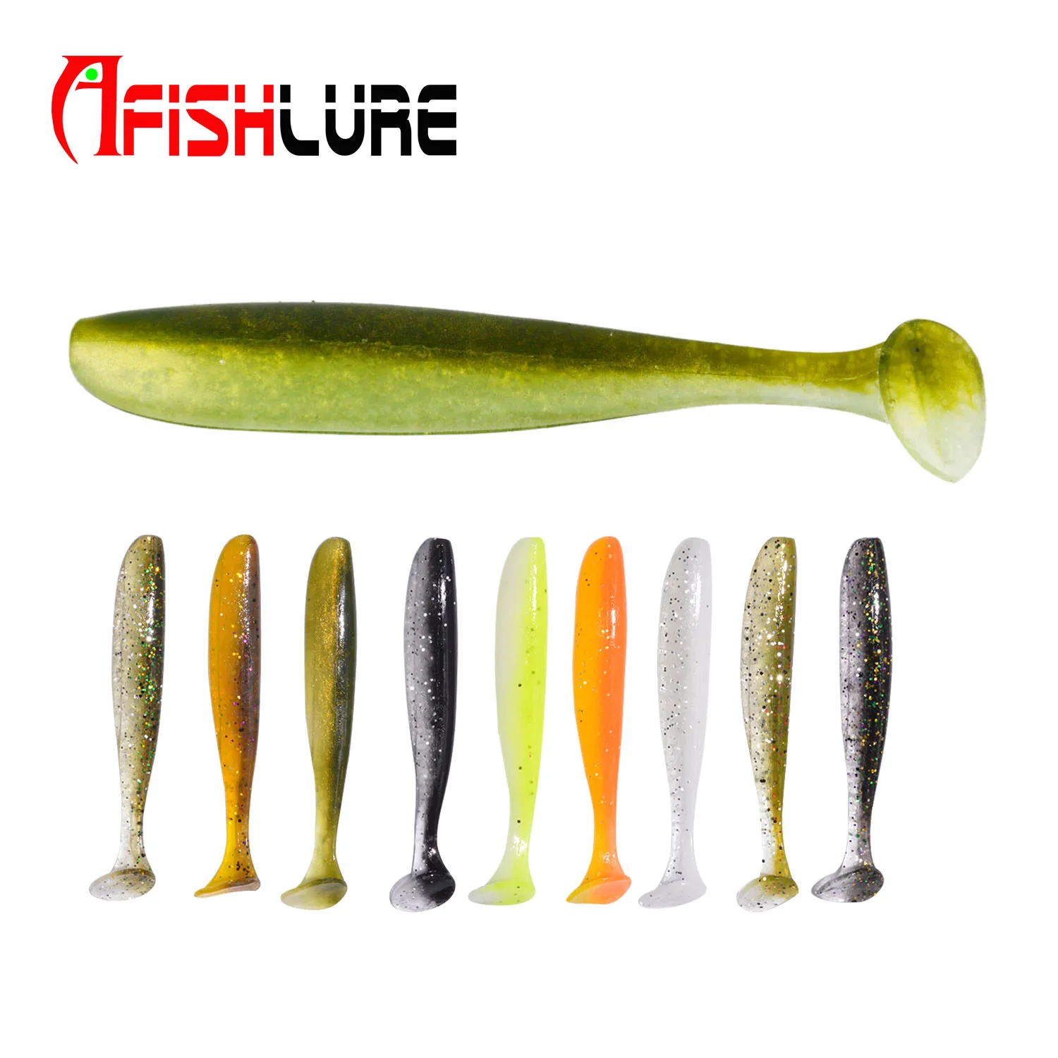 

Afishlure isca artificial TT Shad fish lure AR25 68mm 2.3g 10pcs/bag Double color T tail soft lure, Choose