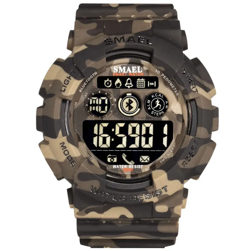 

SMAEL 8013MC Blue-tooth Camouflage Series 5ATM Water Resistant Electronic Wristl Watches Mens, 4 colors