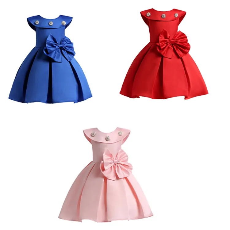 

Flower Baby Girl Christmas Dress Pageant Kids Party Wedding Dresses with Bow 2-9 Years