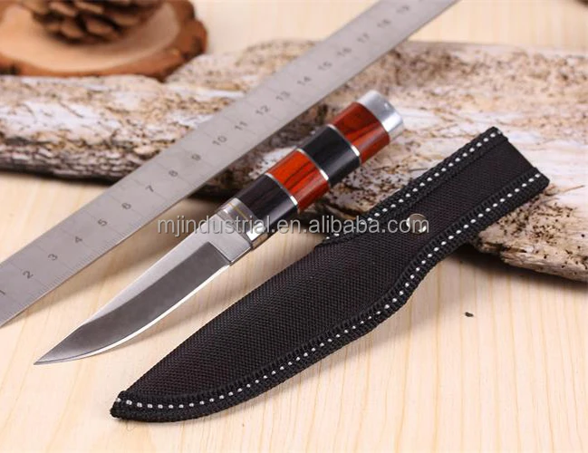 

Tactical Military Survival Knife, 3Cr13 steel blade, colored wood + copper handle