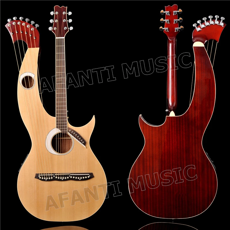 Spruce top / Sapele Back & Sides / Rosewood Fingerboard & Nut Afanti Harp guitar (AHP-1002)