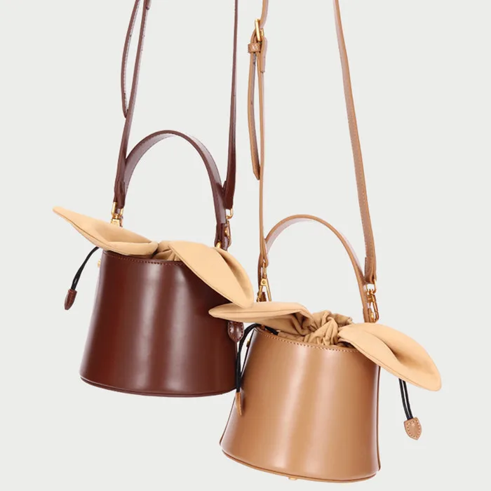 

OEM ODM Mini Sac A Main Femme Bolsa Feminina Custom Fashion Genuine Leather Small Sling Bucket Bags Women Designer Tote Handbag, Brown,nude