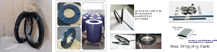 Black Painted /Blue/Galvanized Ribbon metal strip steel strapping 3/4
