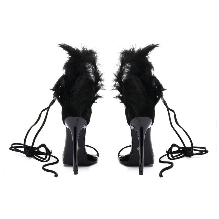 black heel with fur