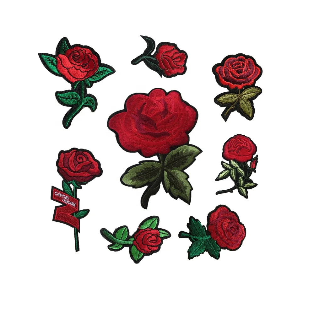 

Colorful Rose Iron on Patch Embroidered DIY Stripes Clothes Patchwork Sticker Custom patch flower Applique, N/a