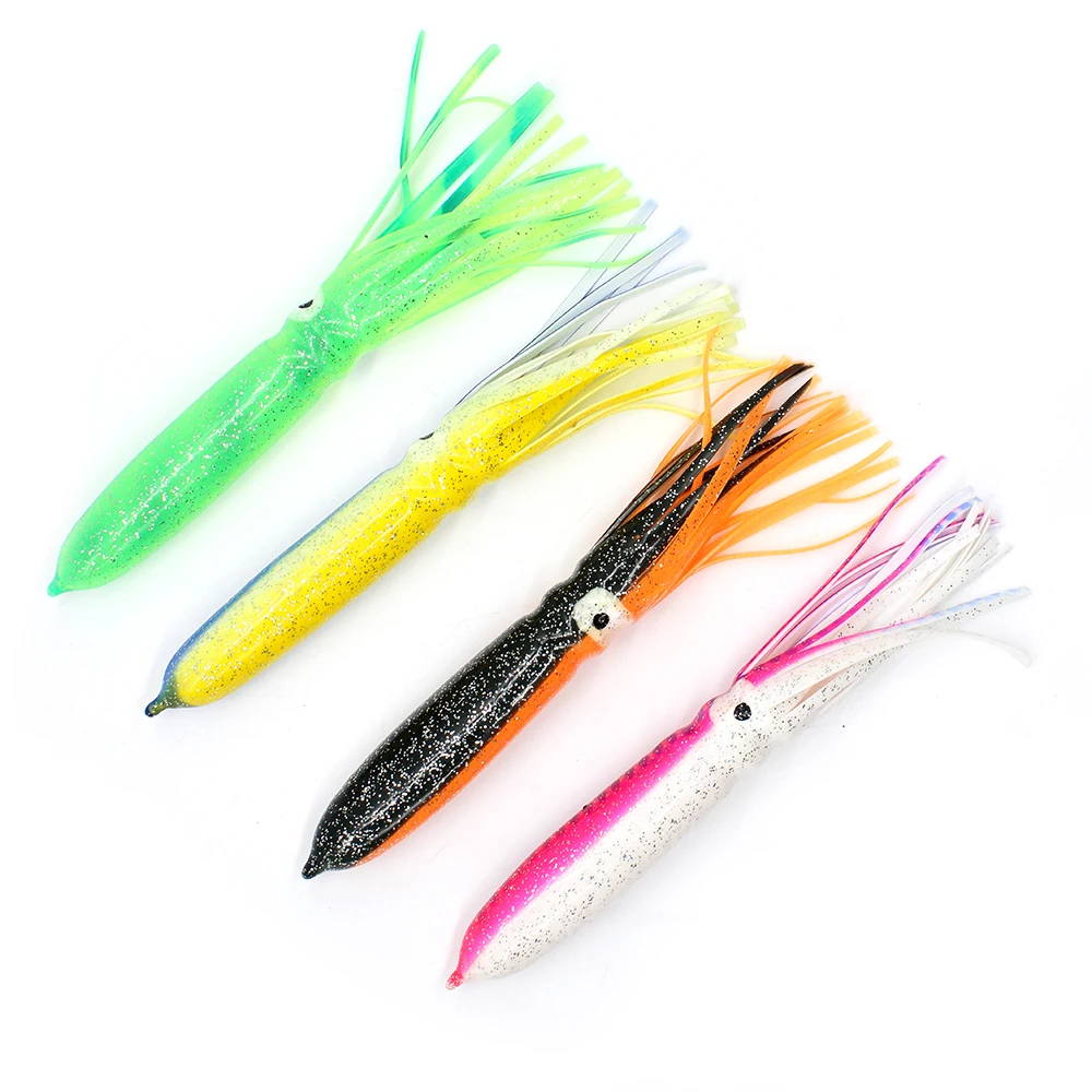 

11.8inch/18cm 15g Soft Fishing Lure Rubber Squid Skirts Octopus Lure Trolling Bait Saltwater, Six color ( customized)