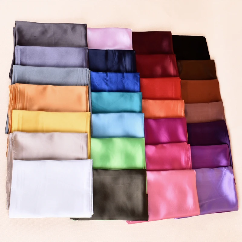 Hot sale cheap size 90*90 cm plain satin silk scarf square