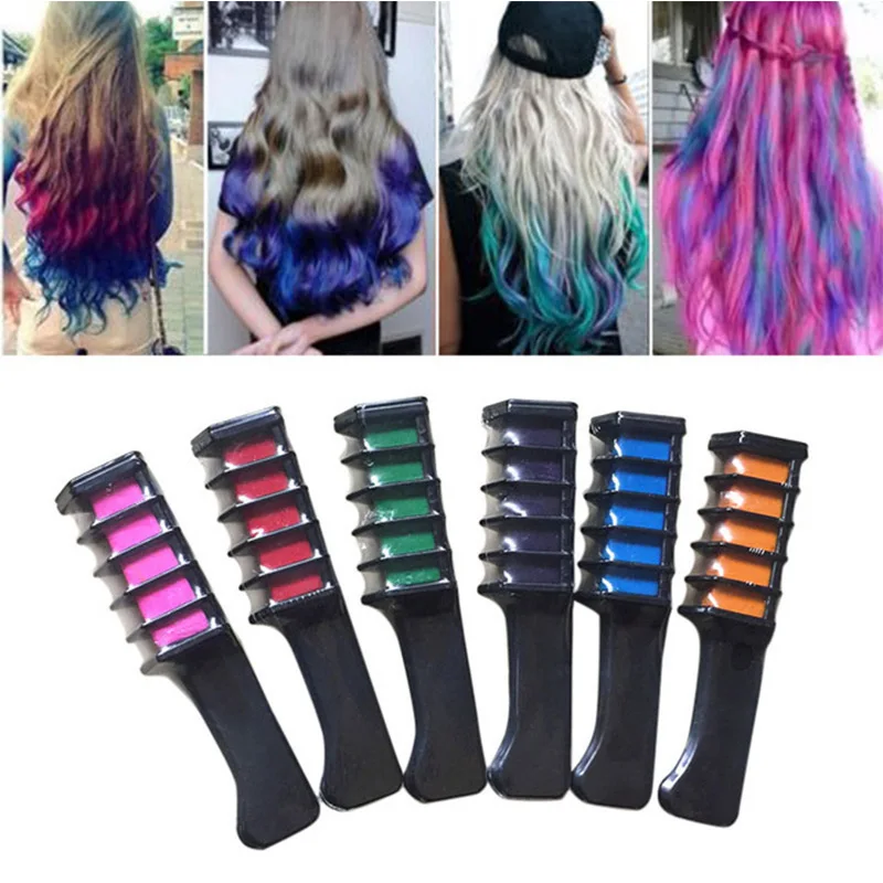 
New Product Temporary Hair Dye Chalk Set Magic Comb Easy Use Disposable Mini Hair Chalk Set Multicolor Chalk Powder 