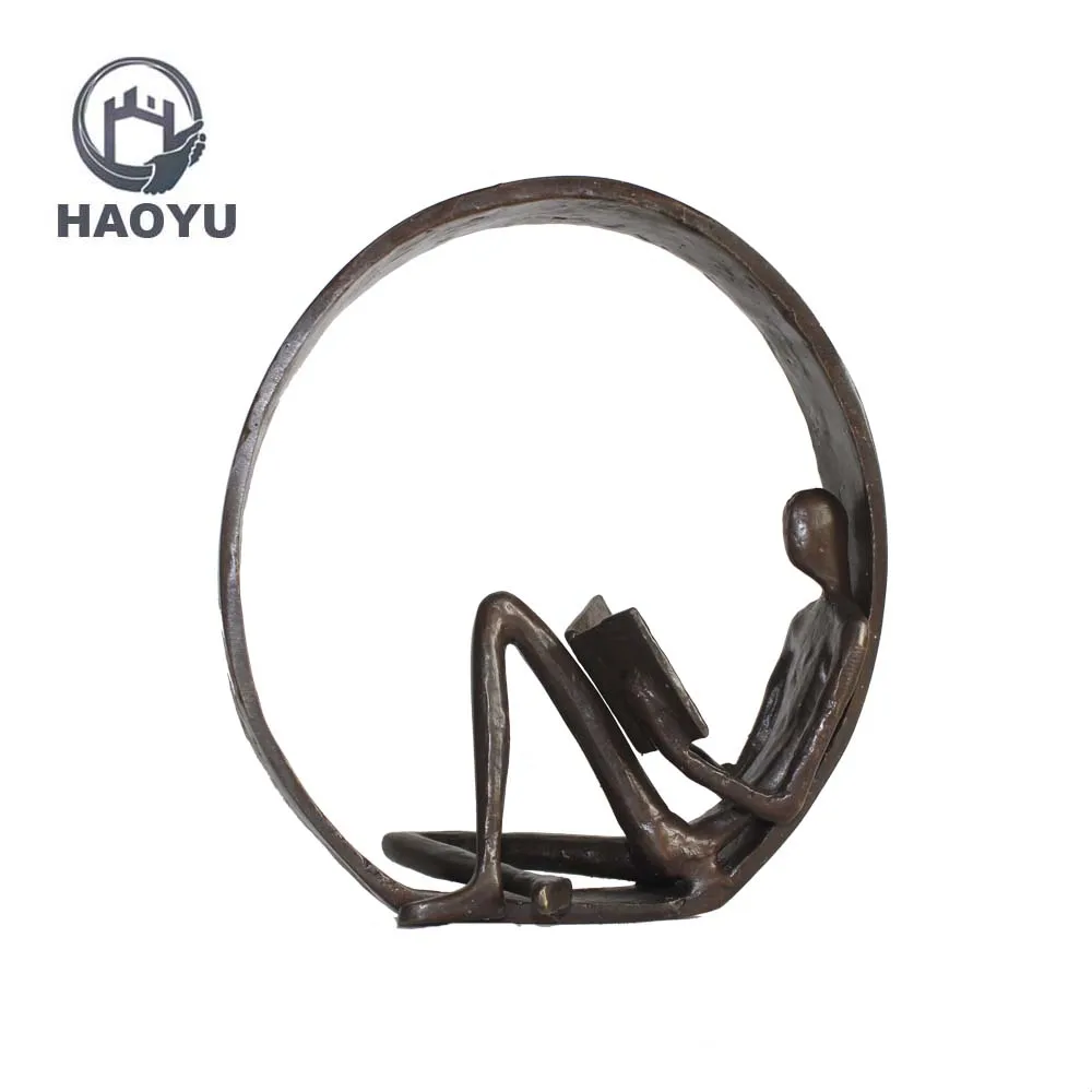 Novel design famous abstract metal art cast iron reading sculptures.jpg