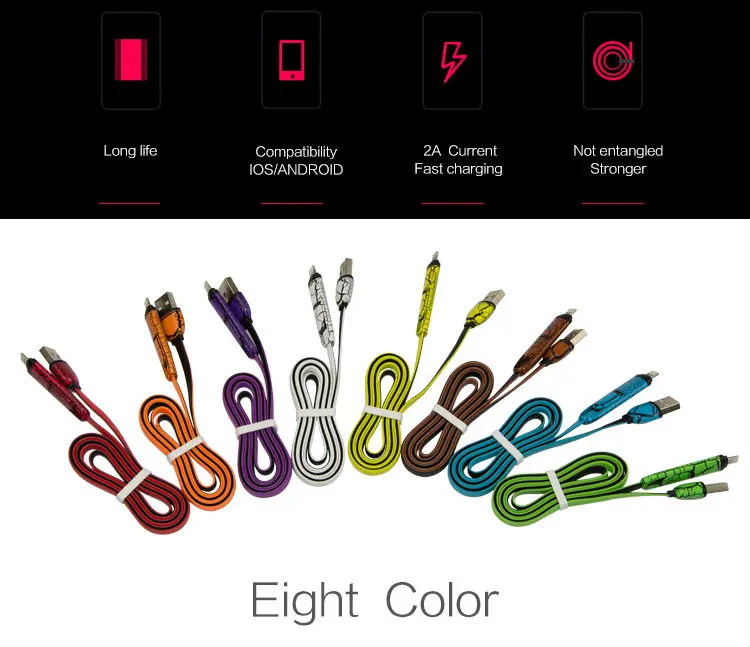 2 in 1 Micro USB Cable Sync Data Charger Cable Super Fast Charging Cables For iPhone 5 6 6S Plus Samsung Android Mobile Phone