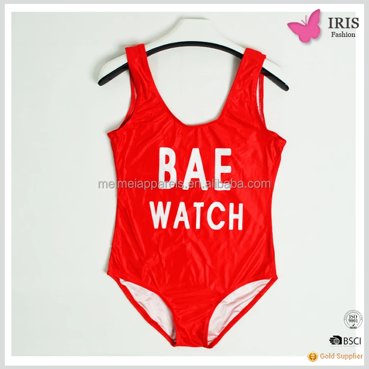 

BAE WATCH letter printing piecemeal swimsuit brazilian bikini, Red