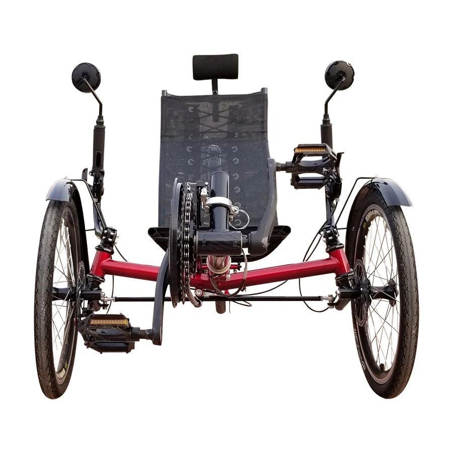 Free Shipping ZZMERCK Folding 3 Wheel Bicycles Recumbent Trike with Rear Suspension