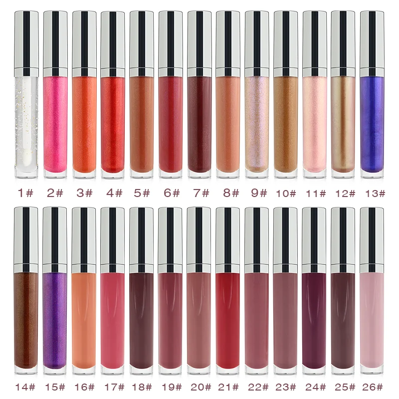 

oem odm matte cosmetic liquid lipstick 26 colors glitter lip gloss set private label, Multi color