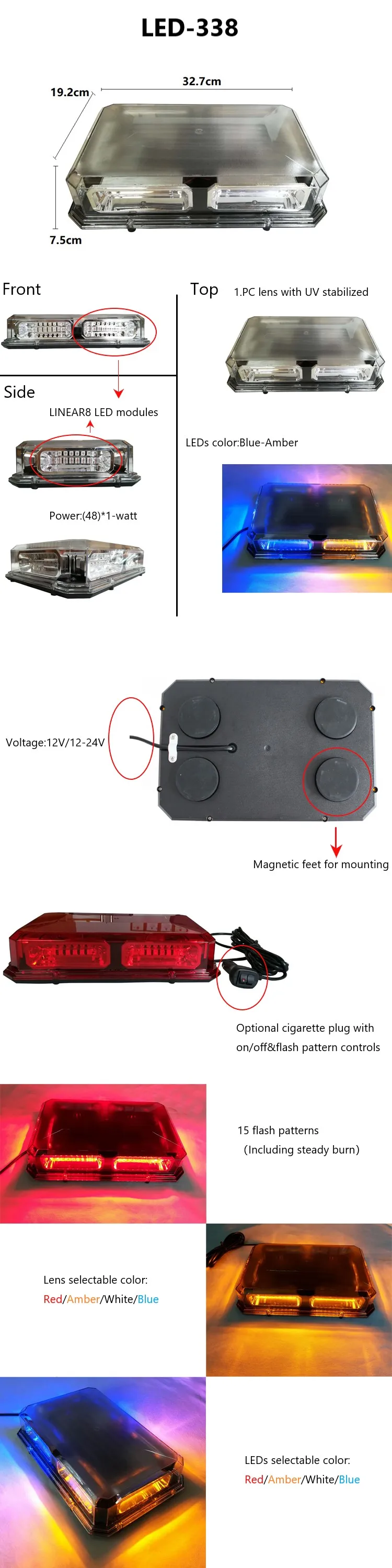 led linear traffic  flashing lightbar