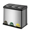 2 and 3 compartment indoor household kitchen pedal recycle trash bin recycle and kitchen recycle bin stainless steel recycle bin